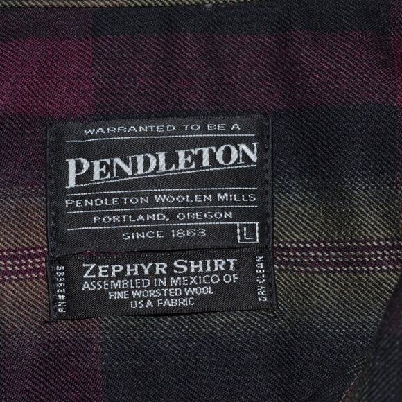 Pendleton Wool Button Down Shirt Size L Zephyr Shirt - Picture 3 of 4